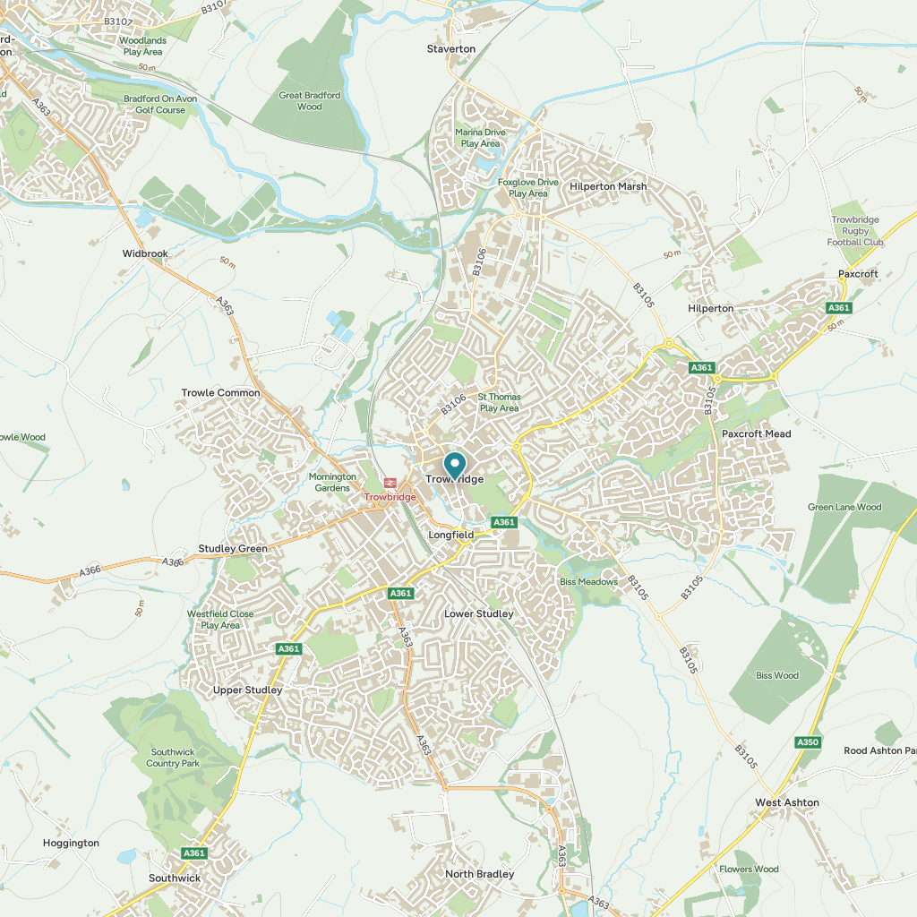 Map of Trowbridge - Electrician, plumber in Westbury, Trowbridge, Frome. Warminster